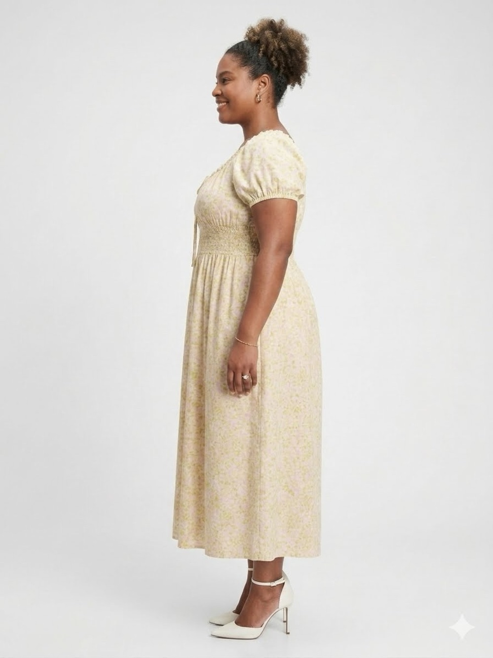 GAP NWT Yellow Floral Puff-Sleeve Maxi Dress~Size L - Picture 6 of 6